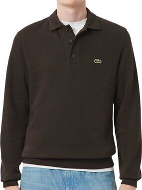 Lacoste Black 100% Cotton Long Sleeve Polo